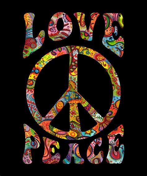 Love Peace Sign Hippie Digital Art by Manuel Schmucker - Fine Art America