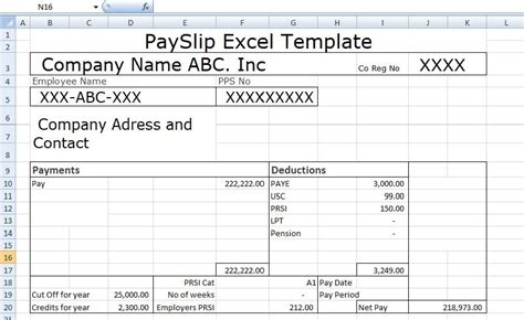 Payslip Template Word Document South Africa | PDF Template