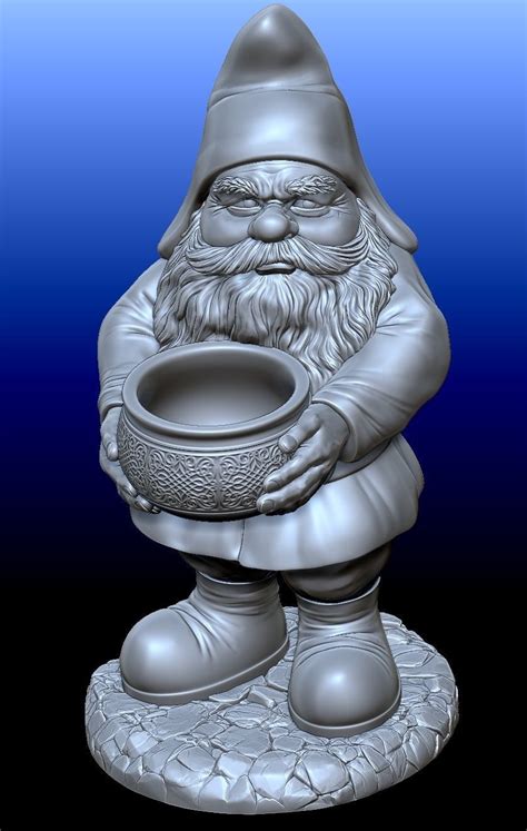 Gnome 1 holding bowl 3D model 3D printable | CGTrader