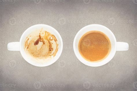 Empty Coffee cup and Full Coffee Cup on fine art texture with vintage ...