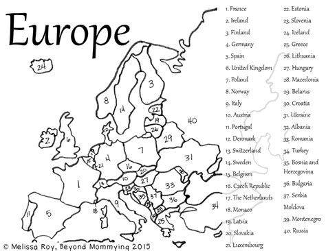 Europe Map Fill In - Alyssa Marianna