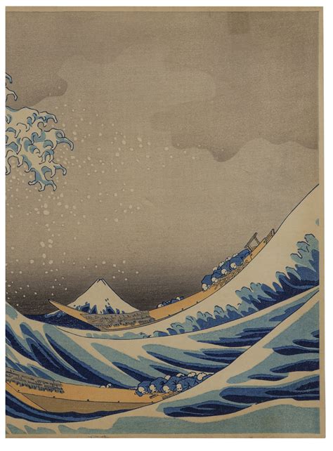 An Antique Japanese Woodblock Print Hokusai The Great Wave Off Kanagawa ...