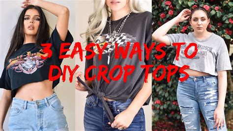 3 Easy DIY Crop Top Methods From T-Shirts - Tutorial Upcycled Thrift ...