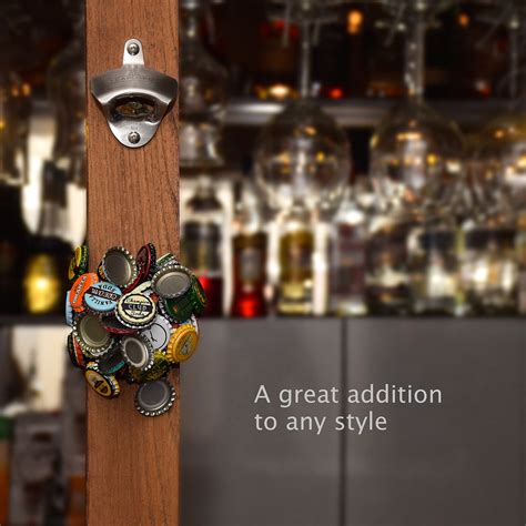 Bottle Opener Wall Mount with Magnetic Cap Catcher, Stainless Steel, by ...