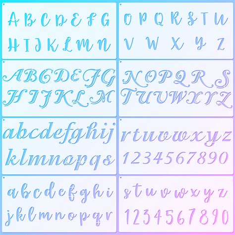 Buy 8 Pieces Calligraphy Letter Number Stencil Reusable Template ...