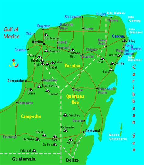 Maya Ruins Map | Cancun tours, Yucatan, Mayan ruins