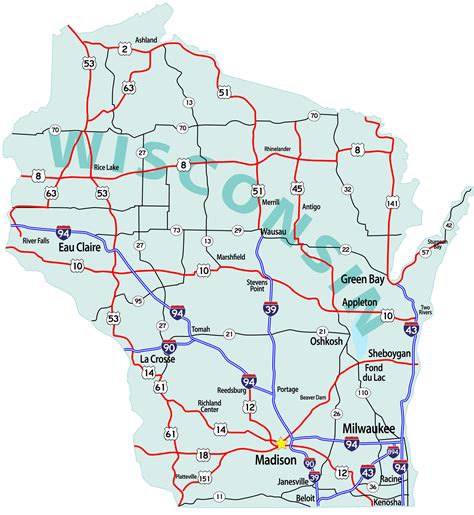 Map Wisconsin Roads - London Top Attractions Map