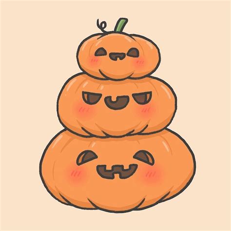 Premium Vector | Halloween cute pumpkins cartoon hand drawn style ...