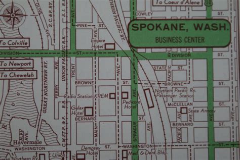 1951 Spokane City Map Vintage Map of Spokane Washington