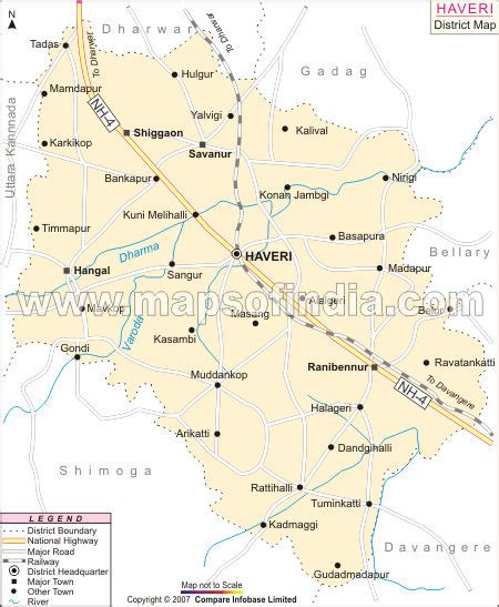 Haveri District history: Haveri District Map