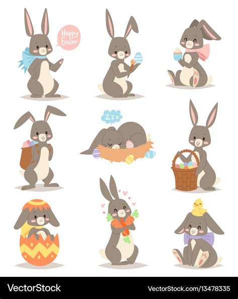 Happy rabbit cartoon character cheerful mammal Vector Image