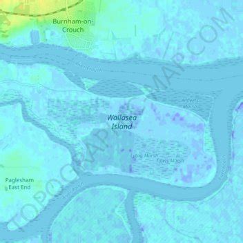 Wallasea Island topographic map, elevation, terrain