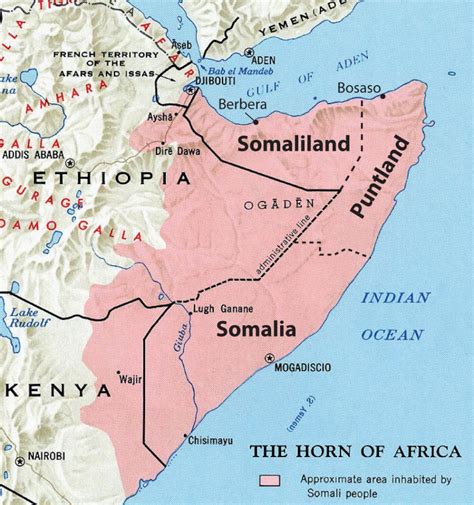 Somalia, with Its Autonomous Regions of Somaliland and Puntland ...