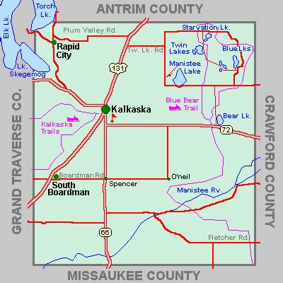 Kalkaska County Map Tour - lakes - snowmobile - ATV - river - hike ...