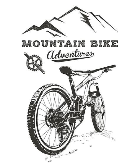 Premium Vector | Mountain bike adventure vector line art illustration