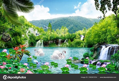 Wallpaper 3D natural waterfall view Stock Photo by ©ipinsadja.gmail.com ...