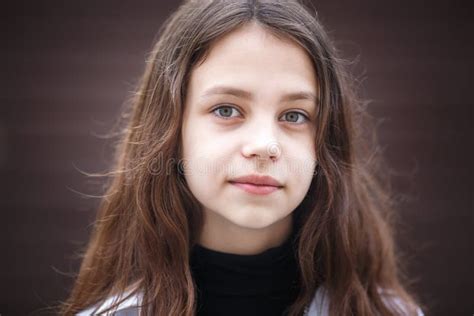 Close-up Portrait of Little Beautiful Stylish Kid Girl with Long ...