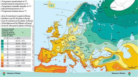 Europe Plant Hardiness Zone Map