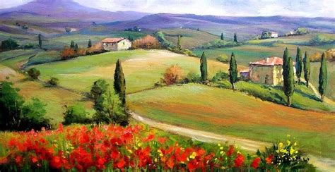 Tuscany panorama by Bruno Chirici | Tuscan art, Tuscany landscape, Oil ...