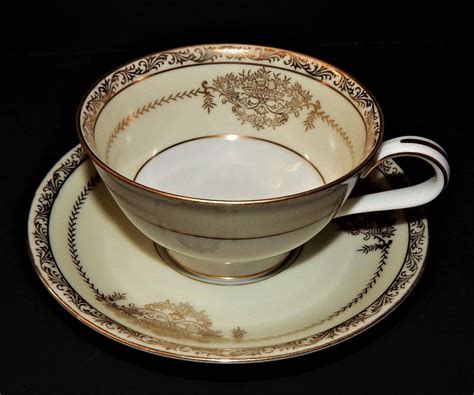 Noritake China Cup and Saucer Bancroft 5481 Gold Trim Raised Floral ...