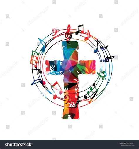 Colorful Christian Cross Music Notes Vector Stock Vector (Royalty Free ...