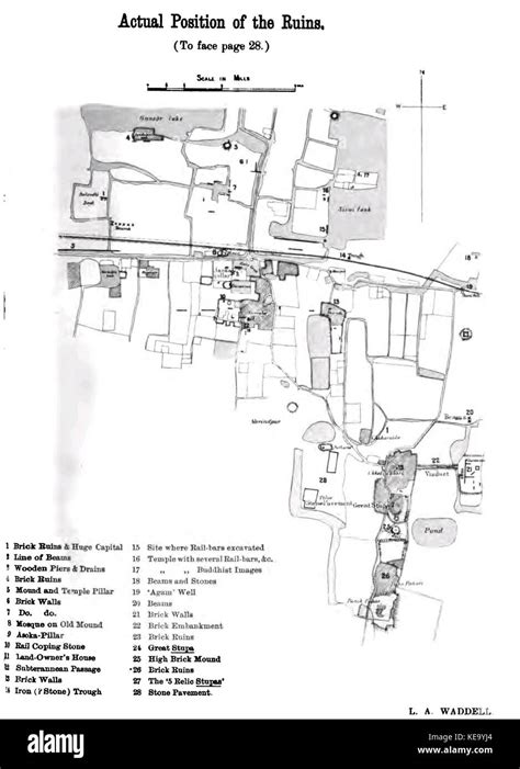 Map of 1895 excavations at Pataliputra Stock Photo - Alamy