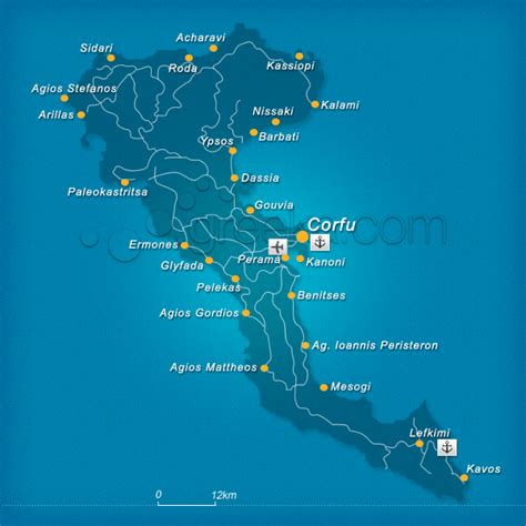 Map of Corfu island, Greece - Greeka.com