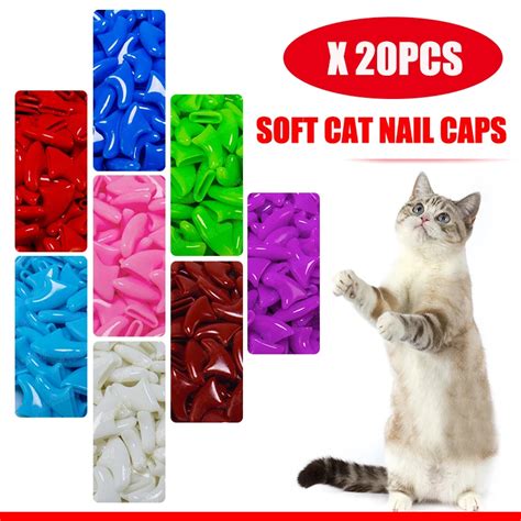 20Pcs Soft Cat Nail Caps Pet Paw Claws Nail Grooming Protector Cover ...