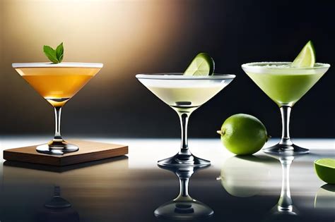 Premium AI Image | A selection of cocktails including lime lime and ...