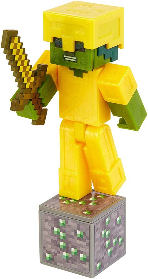 Minecraft Comic Maker Zombie in Gold Armor 3.25 Action Figure Mattel ...