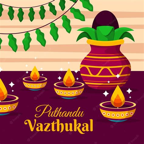 Free Vector | Flat puthandu illustration