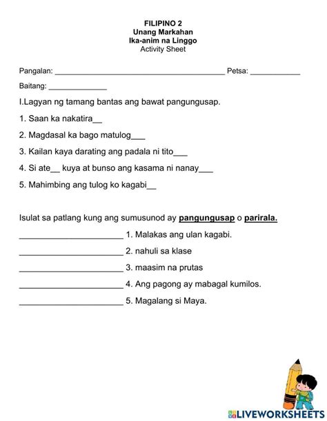 Parirala-pangungusap Worksheet Live Worksheets