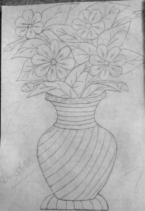 Beautiful flower pot sketch | รอยสักสำหรับผู้ชาย