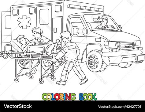 Paramedics patient ambulance coloring book Vector Image