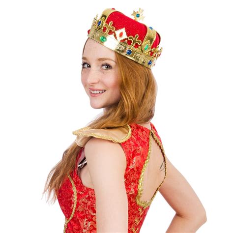 Regal Gold King Crown - Royal Red Felt Imperial Jeweled Mens and Womens ...