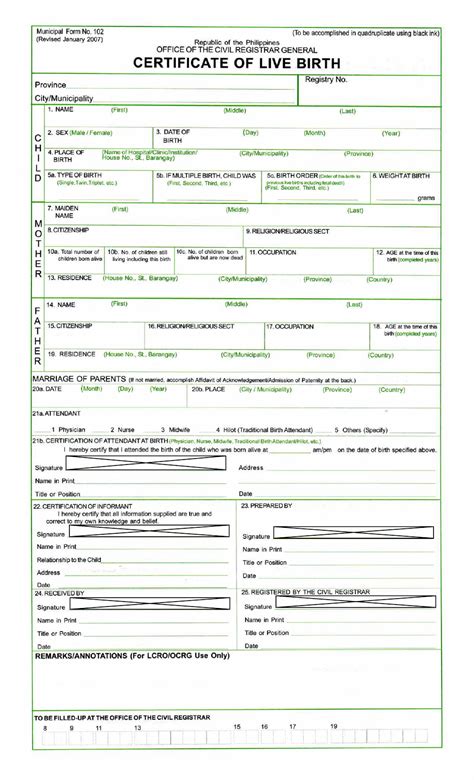 Official Birth Certificate Template