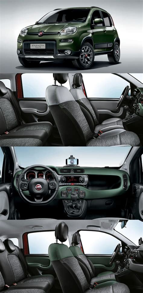 the interior of a green car with grey seats and steering wheel controls ...