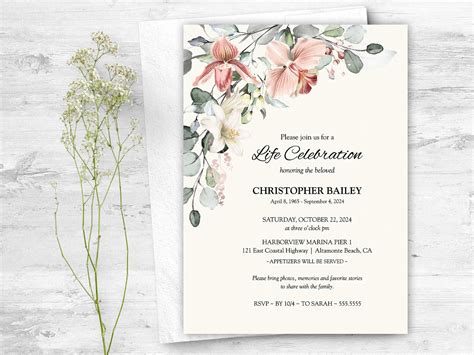 Printable Celebration Of Life Invitations