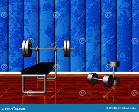 Home Gym with Bench Press and Dumbbells Stock Illustration ...