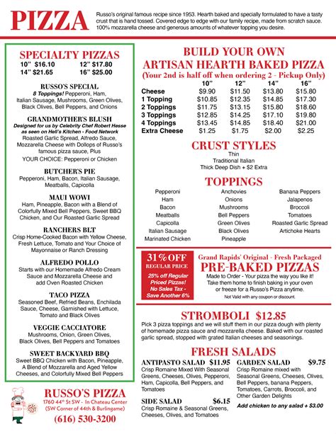 Russo’s Menu – 2 | Russo's Pizza