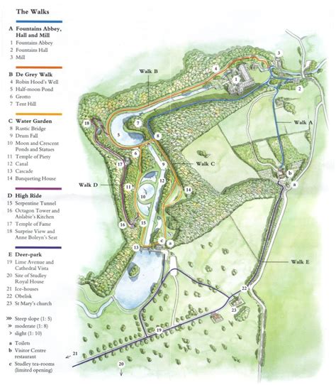 Map of Fountains Abbey and Studley Royal Water Park | Fountains abbey ...