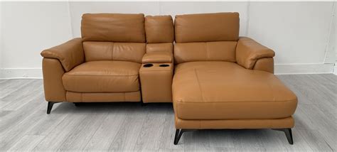 Odyssey Tan Rhf Corner Sofa Electric Left Seat Recliner With Drinks ...