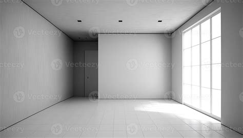 Empty room with window, walls, floor and ceiling. 3d blank interior of ...