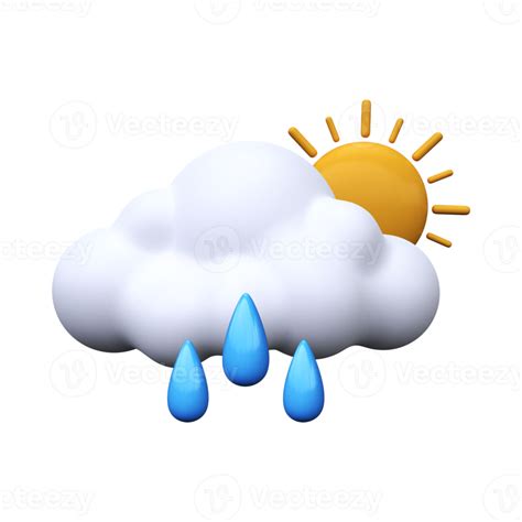 Sunny and rainy day. Weather forecast icon. Meteorological sign. 3D ...