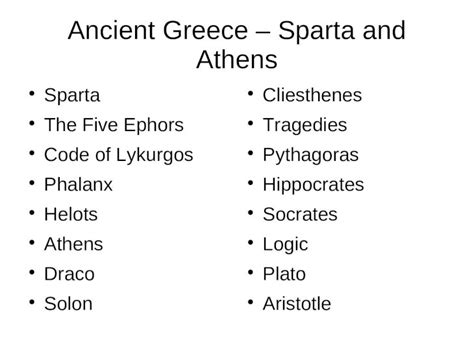 (PPT) Ancient Greece – Sparta and Athens Sparta The Five Ephors Code of ...