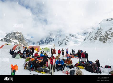 base camp, climbing expedition on Mt McKinley 6194m, Denali National ...