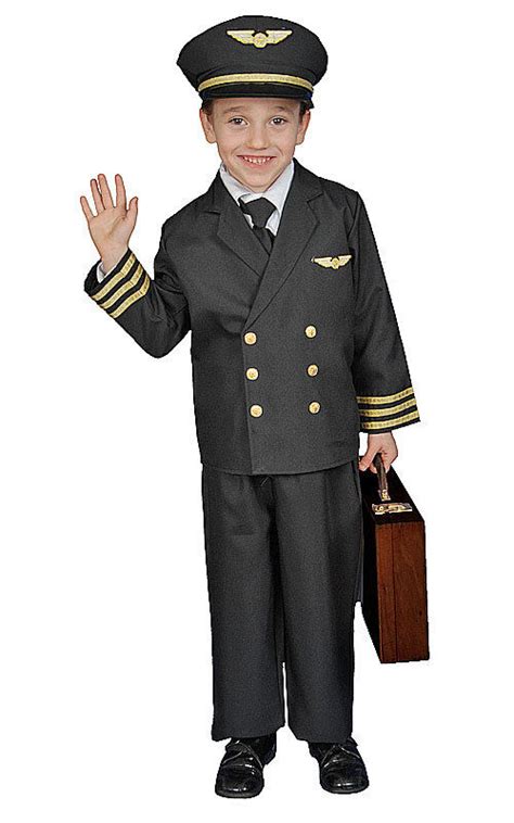 KIDS CHILDRENS AIRLINE PILOT UNIFORM COSTUME DELUXE OUTFIT BOYS AGE 4 ...