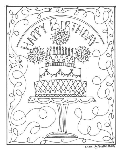 Happy Birthday Cake Coloring Pages