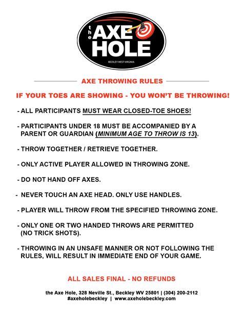 Axe Throwing Rules – the Axe Hole Beckley