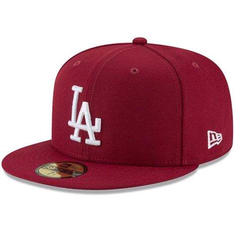 Los Angeles Dodgers Fitted New Era 59Fifty White Logo Cap Hat Burgundy ...